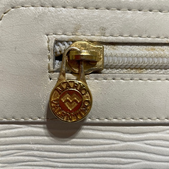 Mario Valentino White Textured Clutch with Gold Accents - Picture 9 of 15